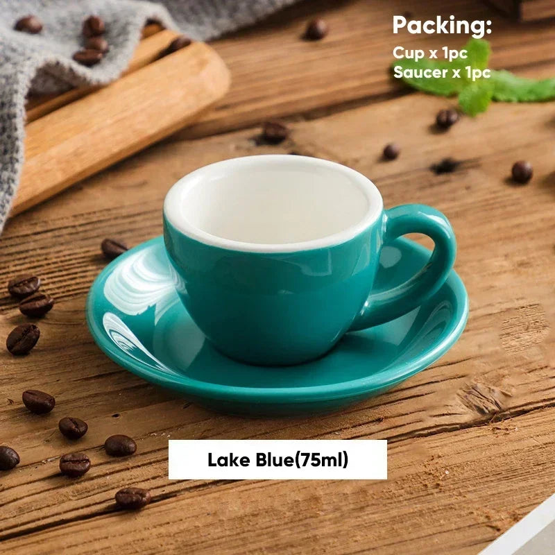 tasses céramique bleu rouge jaune moderne 75ml soucoupes réutilisables lave vaisselle sans bpa