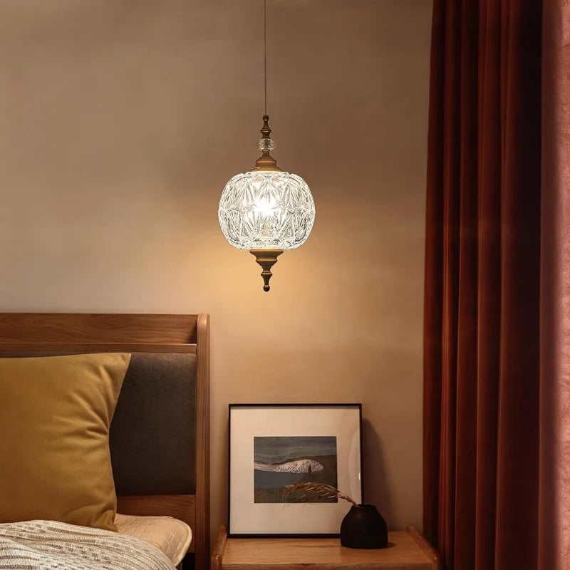 suspension lumineuse verre transparent gravé classique câble interrupteur 4000k 3000k 6000k chambre salle bain