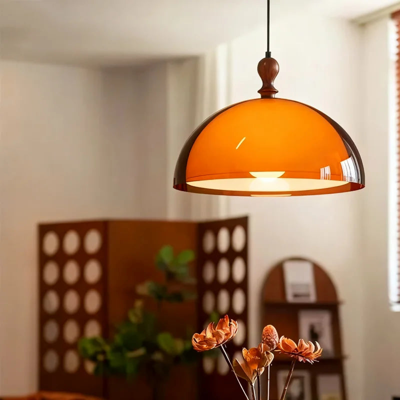 lampe suspendue moderne orange mat pendentif chaîne noire restaurant étude chambre exposition led réglable