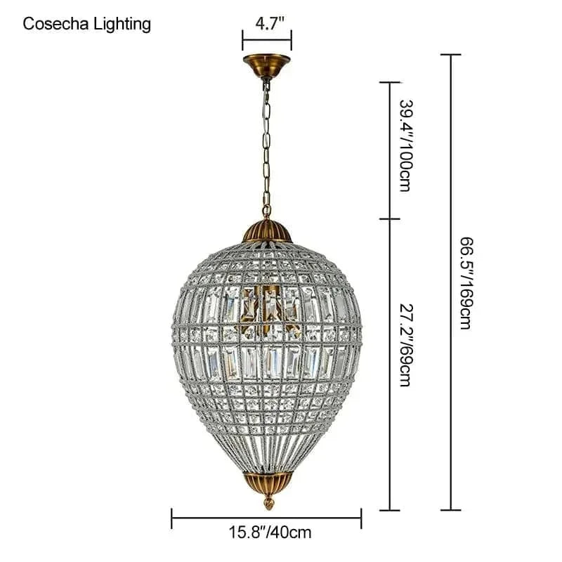 lustre suspension vintage doré cristal élégant rétro strass transparent chambre salle manger