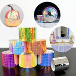 rubans miroir carreaux adhésifs décor mur violet orange jaune argent moderne opaques