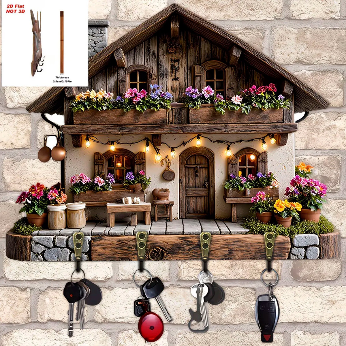 porte clés mural bois rustique vintage cles incluse texture grunge entrée décoration