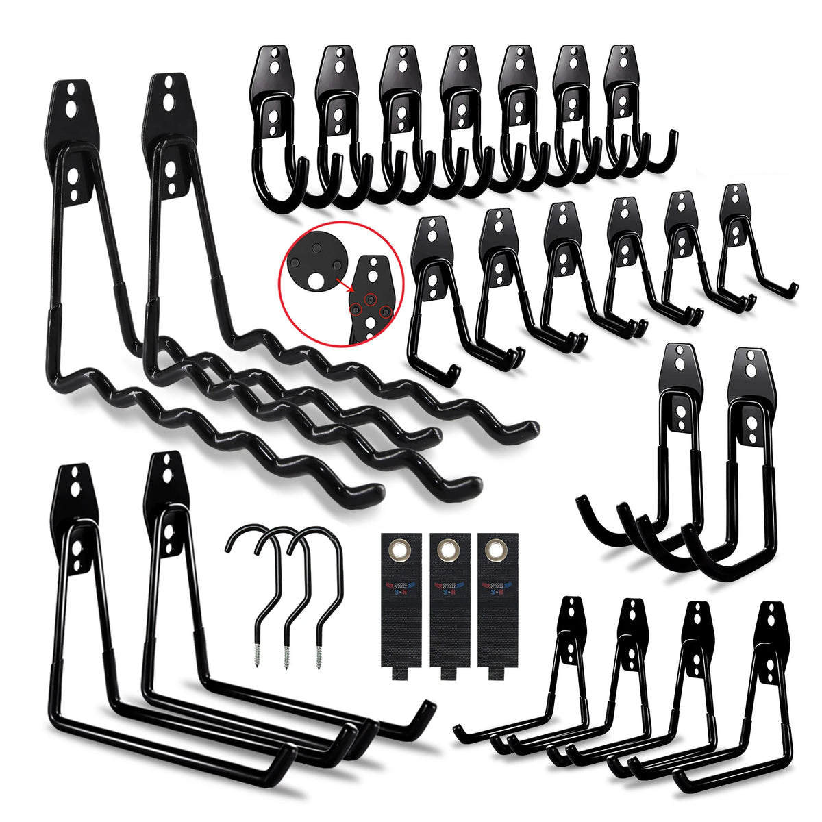 crochet mural acier noir support rangement outils garage vélo escabeau fixation vis