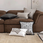 coussin deco gris noir blanc motif floral texture tissée contemporain adhésif maison voiture commercial
