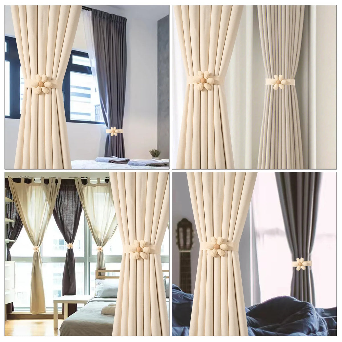 ruban magnétique fleurs décoratif tissu chanvre beige clair rustique moderne fixations magnétiques