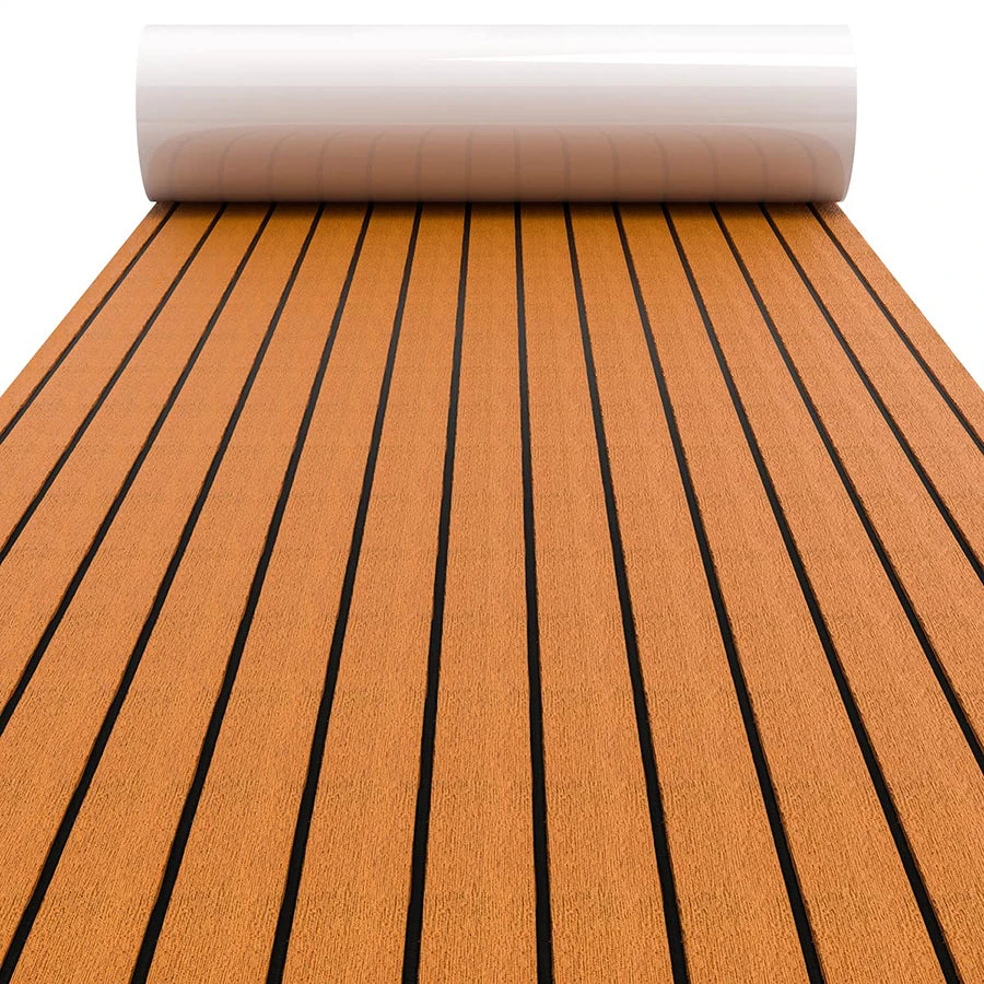 tapis sol orange rayures noires adhésif moderne 240x45cm surf bateau fibre verreextérieur antidérapant