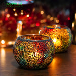 bougeoir multicolore mosaïque artisanal verre opac transparent décoration maison petite bougie chauffe plat support