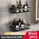 étagères salle bain moderne noires dorées mural sans perçage double niveau aluminium inoxydable