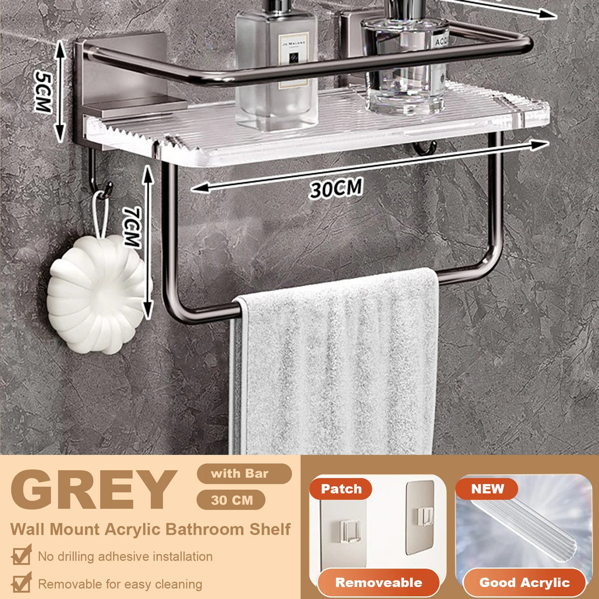 étagères murales salle bain blanc modernes adhésives sans perçage aluminium acrylique double niveau minimaliste