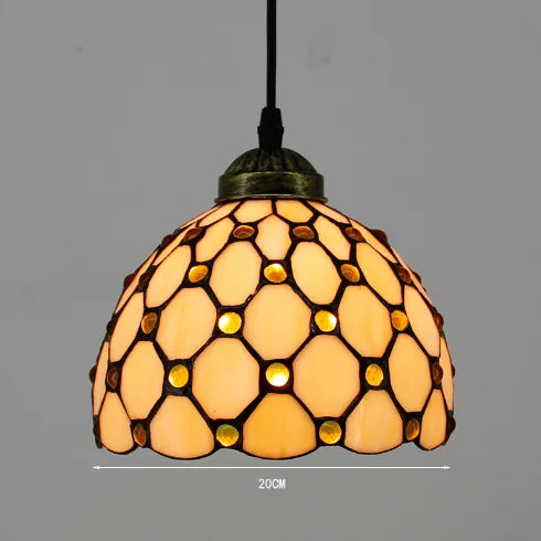 lampe suspendue tiffany multicolore stained glass floral salon chambrehôtel