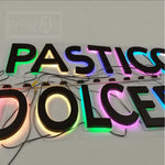 lettres lumineuses personnalisables 3D couleur rouge orange jaune vert bleu violet lettres relief opaques