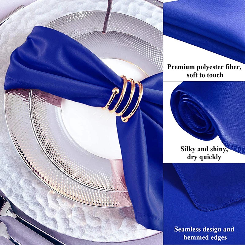 serviettes table pliées 30x30cm 6pièces couleurs unies moderne élégantes polyester coton bleu rose noir