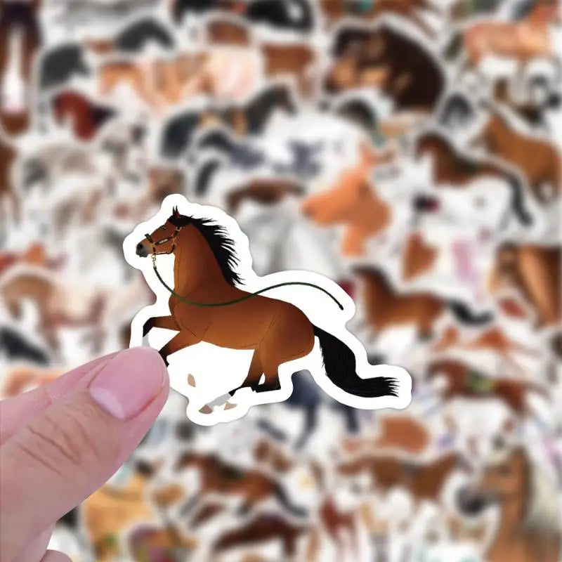 autocollants chevaux différents couleurs illustrés adhésifs décoration cadeau opaques mignons galops posés
