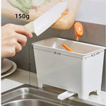 bac déchets moderne blanc jaune respectueux environnement tringle fixée cuillères fourchettes baguettes