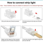connecteurs led pin pin pin pin pin transparents adhésifs 8mm 10mm 12mm smd5050