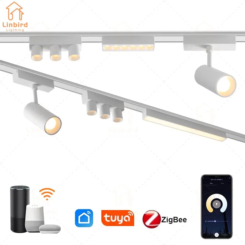 luminaire led rail magnétique blanc moderne système éclairage intérieur mince aluminium fixation aimant maison
