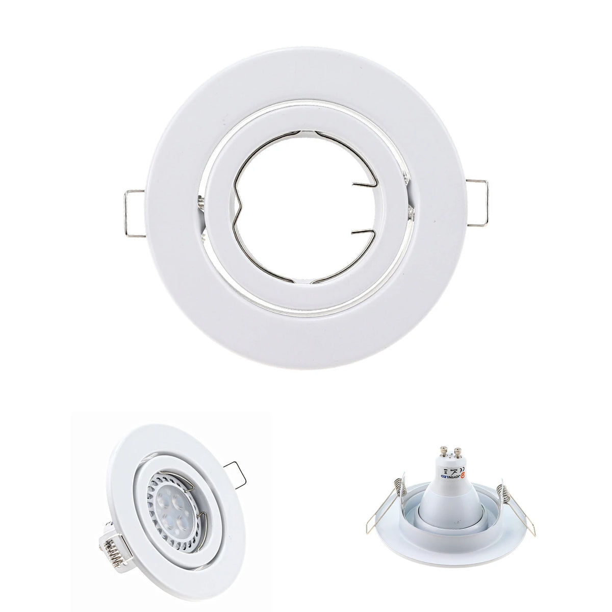 spots led blancs encastrables rond métal moderne gu10 mr16 clips facile 100mm flux lumineux