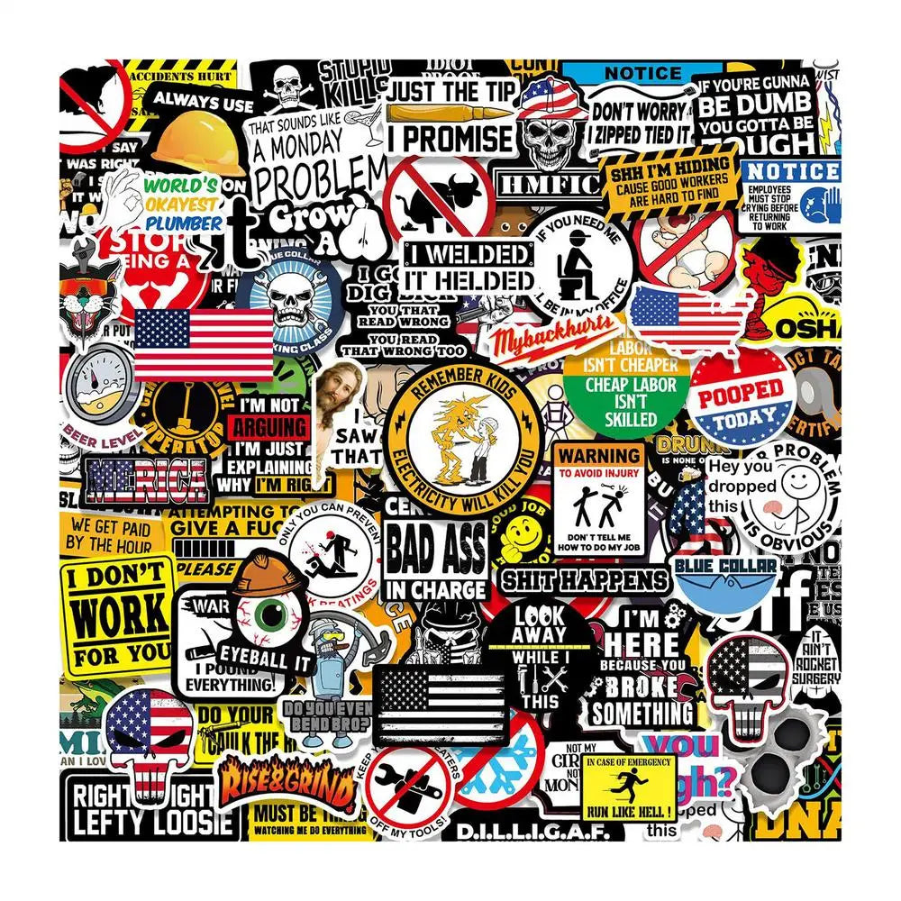 stickers adhésifs humour divers couleurs motifs casque sécurité adultes 150 pièces