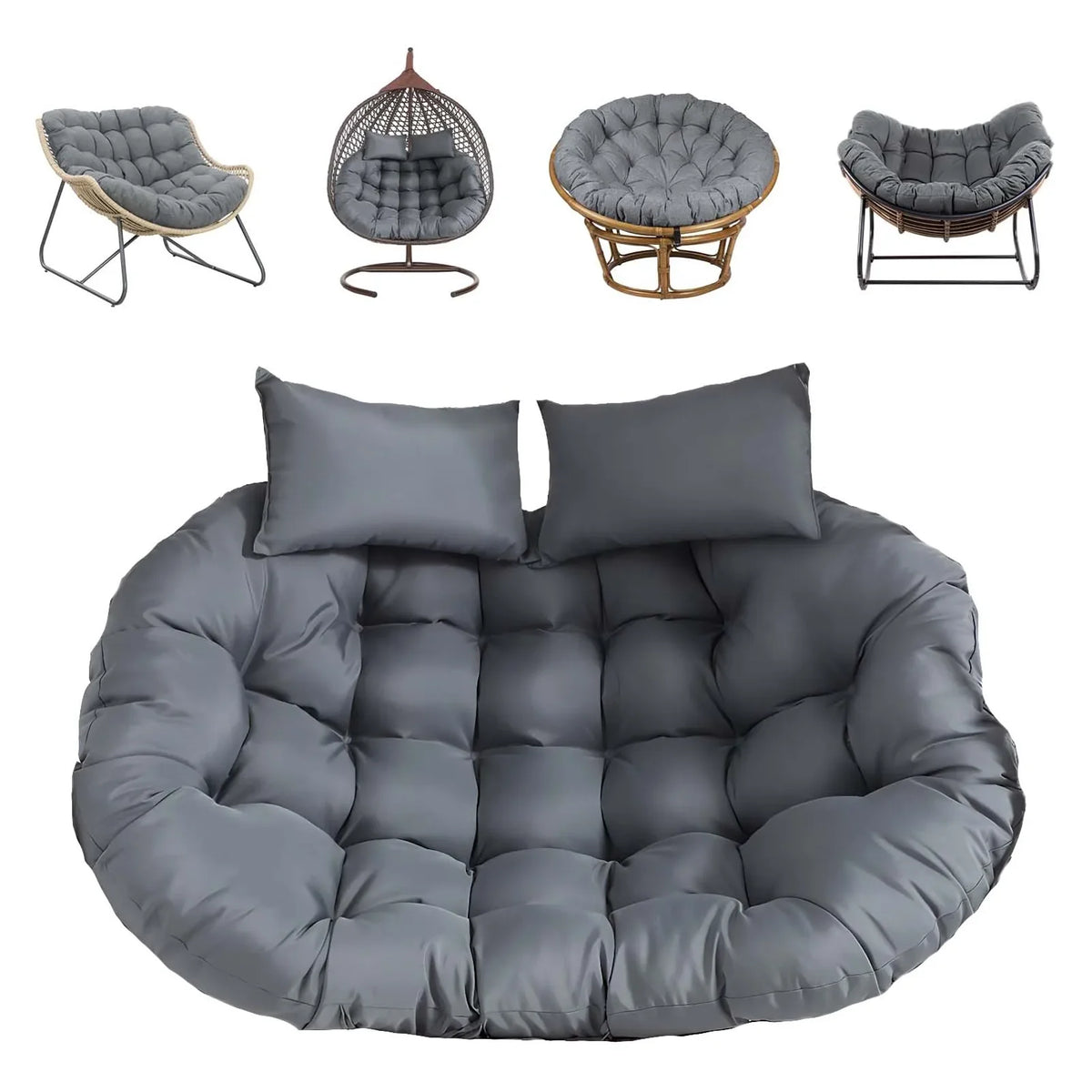 coussin suspendu gris quilted moderne imperméable anti uv doux respirant 150x100cm