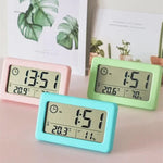 horloge murale réveil numérique thermomètre hygromètre led moderne carré noir blanc rose vert