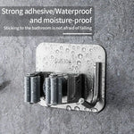 porte balai support mural salle bain argenté adhésif imperméable outils nettoyage moderne organisateur traceless