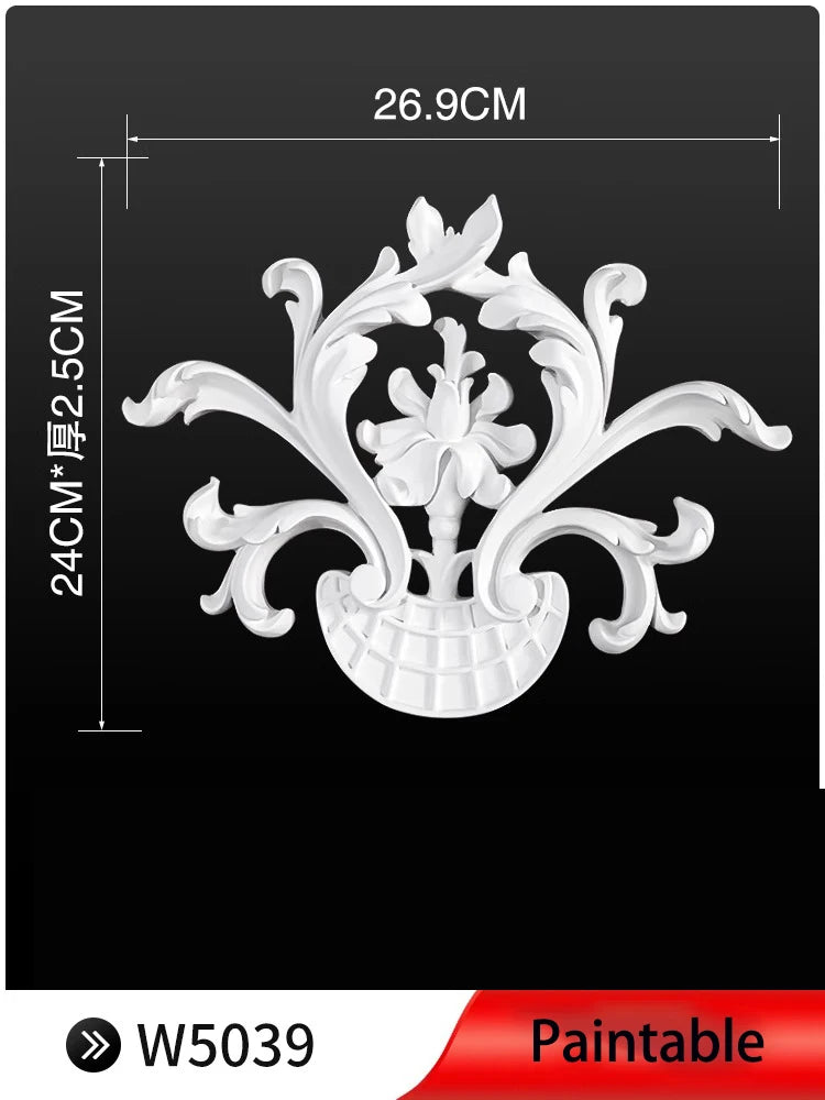 appliques decoratives sculptees floral classique blanc meubles deco mur opacite grande taille DIY