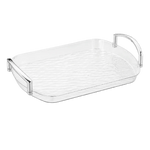 plateau acrylique transparent moderne rayures blanches poignées dorées élégant restaurant décoration capacitaire
