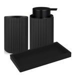 ensemble produits salle bain moderne distributeur savon pot brosse dents pot crème dentifrice noir