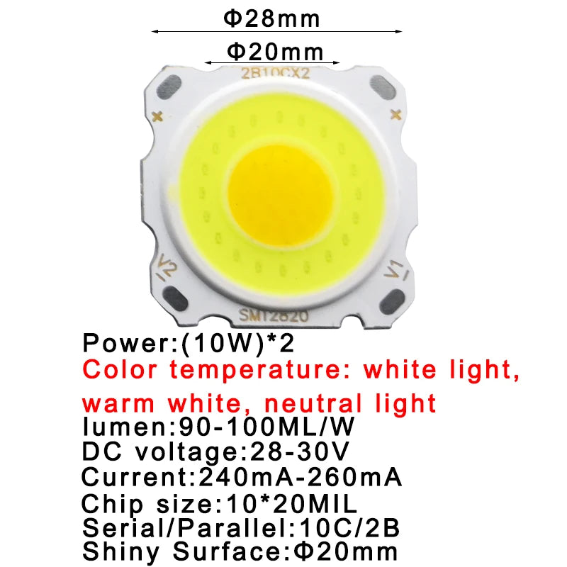 ampoules led cob blanc jaune 3w 5w 7w 10w rondes modernes phi28mm phi20mm