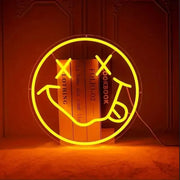 lampe néon smiley lumineuse moderne chambre ado jaune bleu orange