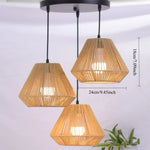lampe suspendue tressée rotin naturelle moderne cuisine salle manger lumière led 24cm 18cm