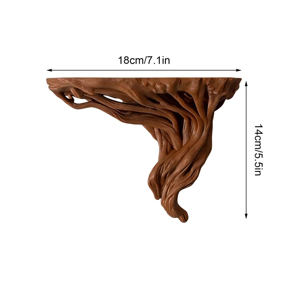 étagère murale marron clair sculptée tronc arbre texture naturelle rustique fixations