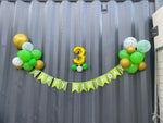 guirlande fanions happy birthday vert clair festif décoration anniversaire ballons numéros lettres animaux festive