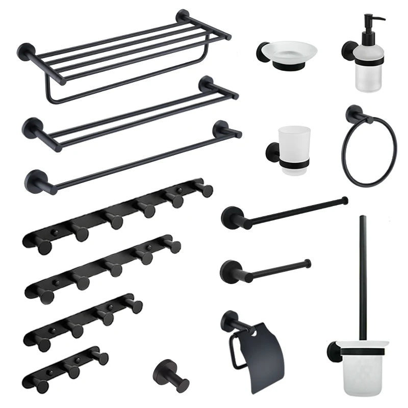 accessoires salle bain porte serviettes noir mat moderne barre serviettes porte savon hygiénique crochets