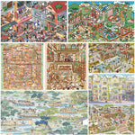 autocollants 3d multicolores illustration village artiste scènes effet diy peinture huile superposés autoadhésifs
