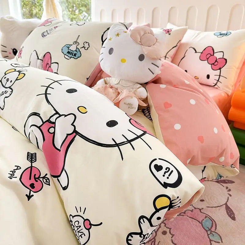 Set literie Hello Kitty avec taies d'oreiller