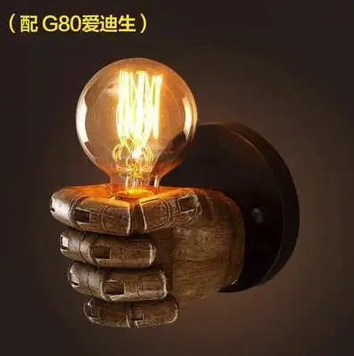 lampe murale vintage industrielle main sculptée marron clair doré filament fixée éclairage cuisine chambre