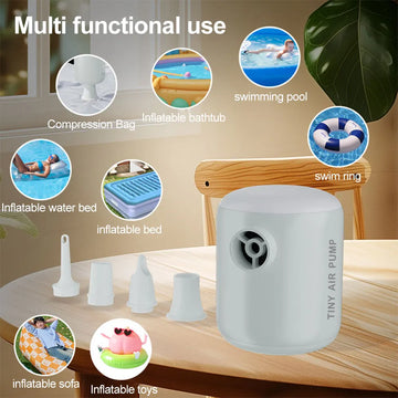 pompe air portable blanc moderne poignée embouts câble usb camping extérieur