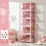 meuble rangement moderne portes transparent rose clair bambou 80cm large