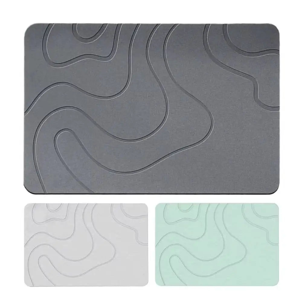 tapis bain antidérapant 40x60cm motifs ondulés gris foncé vert moderne