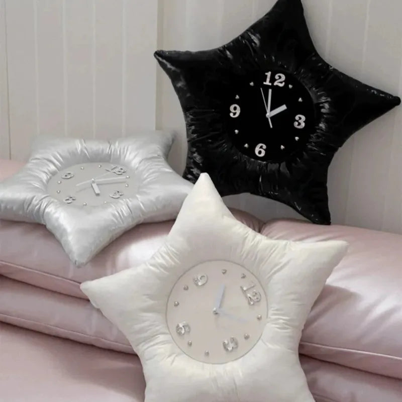 horloge murale étoile argentée moderne coussin adhésif salon chambre coucher