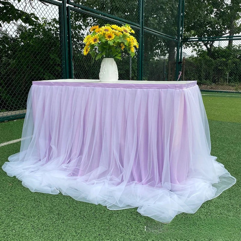 jupe table tulle opaque peach bleu rose violet blanc événements anniversaires mariages festives