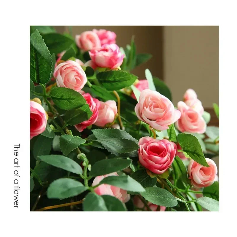 guirlande fleurs artificielles roses feuilles vertes décoration extérieure mariage anniversaire naturelle romantique accrochéeextérieur