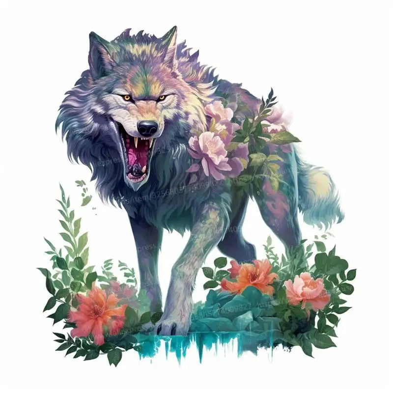 autocollant mural loup aquarelle décoration chambre enfant salon sticker animal décoratif mural artistique
