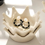 organisateur bijoux céramique blanc crème noir émaillé octogonal moderne royal
