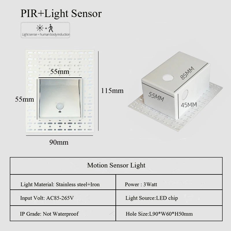 Plaque lumière LED intégrée moderne perforée blanc sensoriel 100 240V