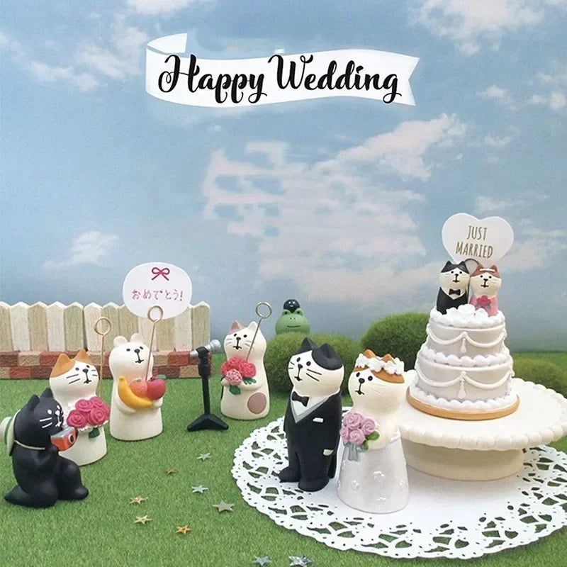 figurines chats mariage arches ballons gâteau floral adorable mignon japonais résine