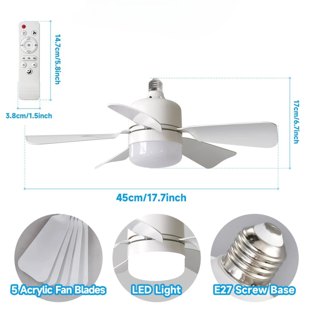 ventilateur moderne blanc led télécommande pales acrylique fixations