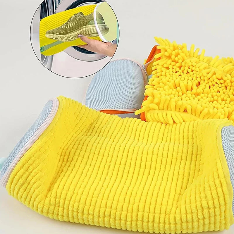 sac lavage chaussures réutilisable polyester doux jaune bleu corduroy mesh utilitaire machine laver baskets