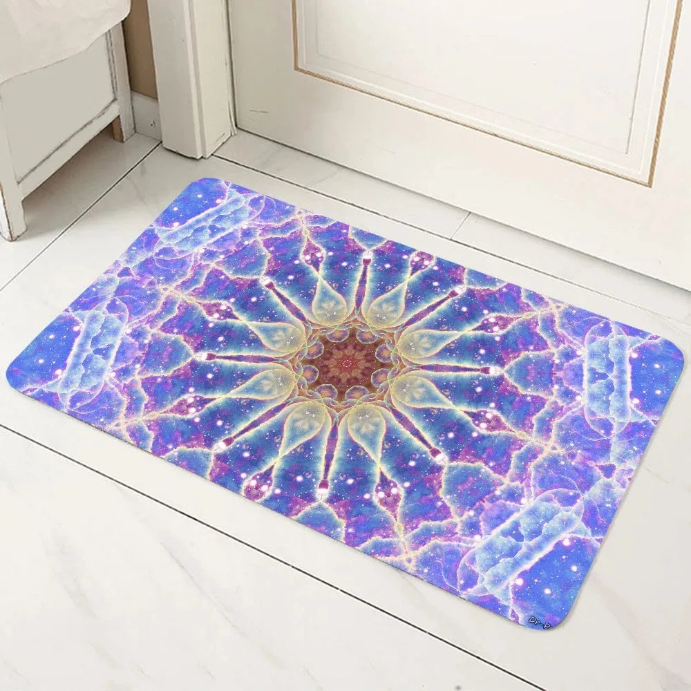 tapis sol mandala géométrique boho noir bleu vert rouge jaune or